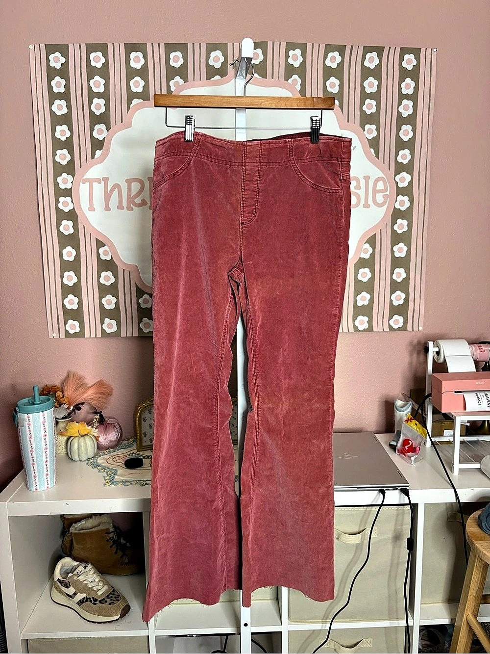Free People Pull-On Rusty Rose Corduroy Flare Pant